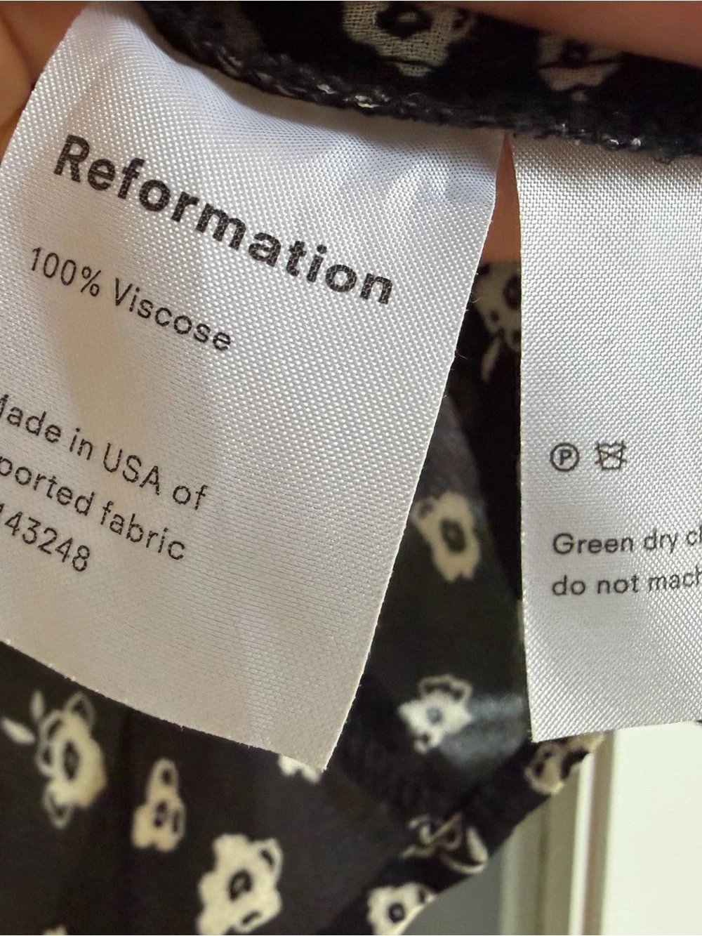 Reformation Black White Floral Wrap Blouse